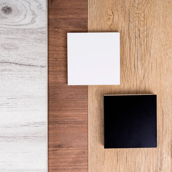 Beauty shoot of various samples of finishing materials.