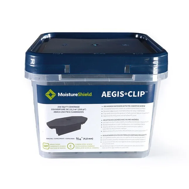 clips Aegis dans un seau en plastique