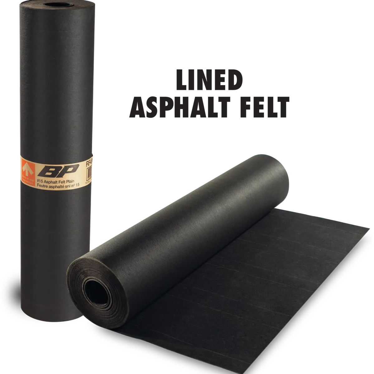 Close roll and open roll of BP Lined Asphalt composite.