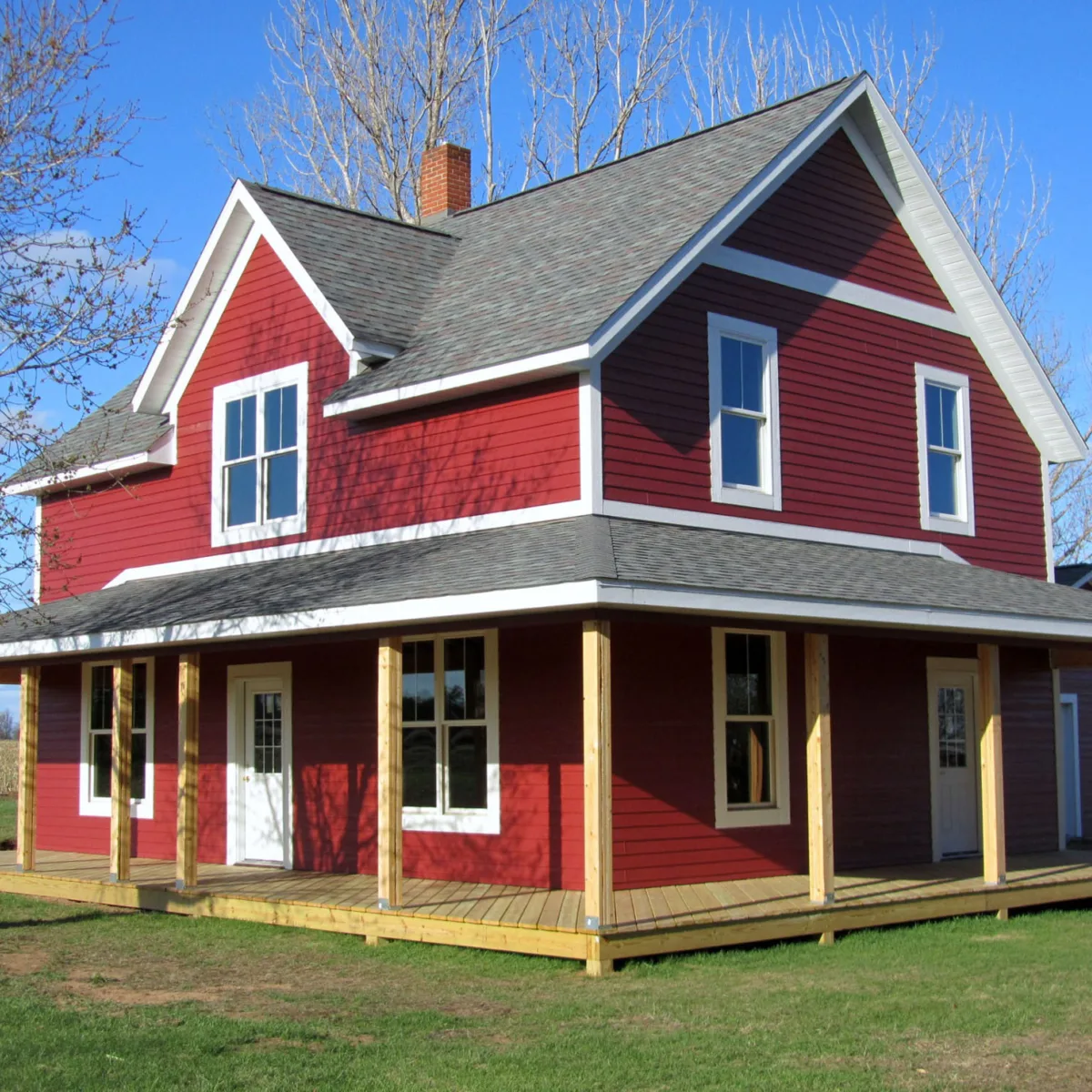 Diamond Kote Building Products - LP SmartSide Prefinishing - siding and trim 2-story red house