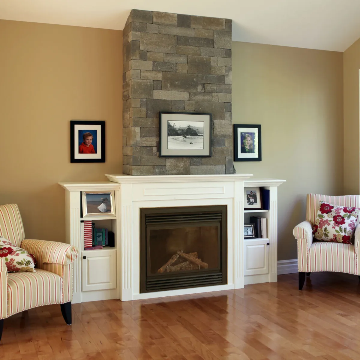 Fusion Stone Veneer Drystack interior fireplace