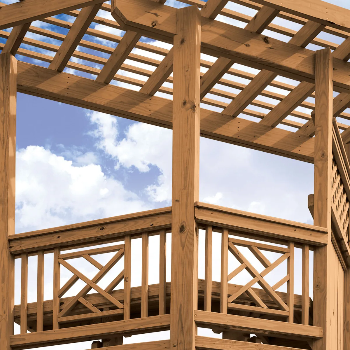 MicroPro Sienna - Bois traité - patio en coin