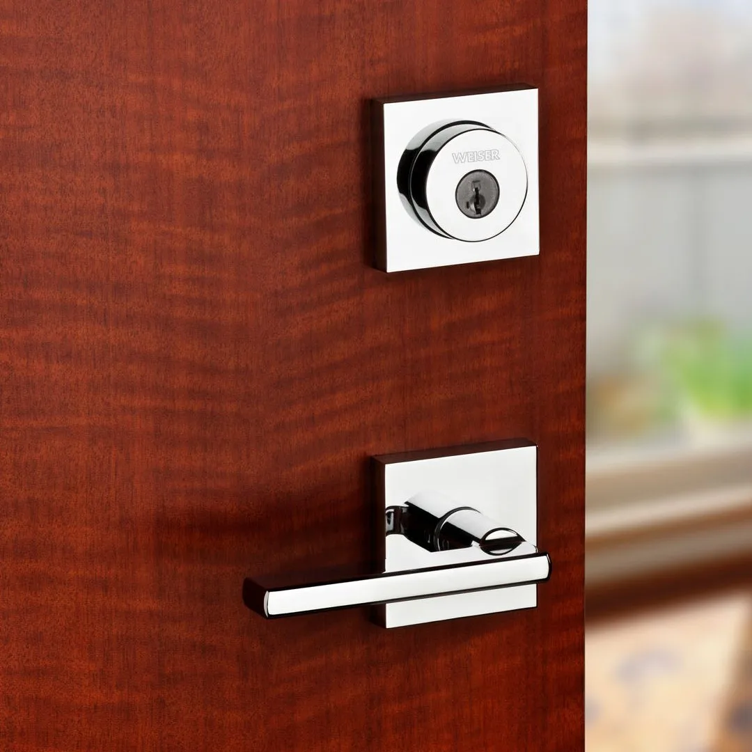 Poignée de porte factice carrée Weiser Halifax chrome poli