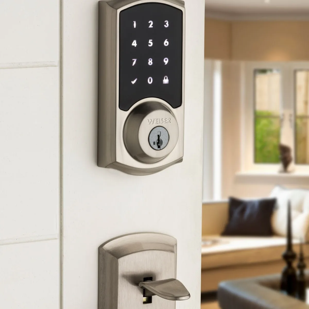 Weiser - Serrure Pêne dormant électronique Electronics 270 SmartCode, nickel satiné, 1 cylindre